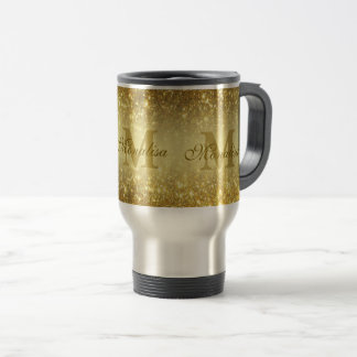 gold glitter personalised travel mug