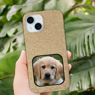 Gold Glitter Pet Dog Photo iPhone 15 Case