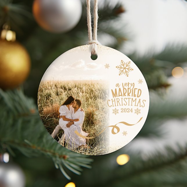 Gold Glitter  Photo A Very Married Christmas Ceramic Tree Decoration (Creator Uploaded)