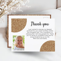 Gold Glitter Photo Birthday Thank you
