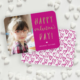 Gold Glitter Photo Classroom Happy Valentine’s Day Card
