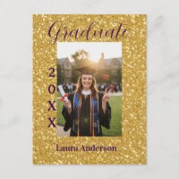 Gold glitter photo graduation add name class text