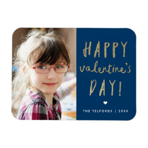 Gold glitter photo valentines day magnet