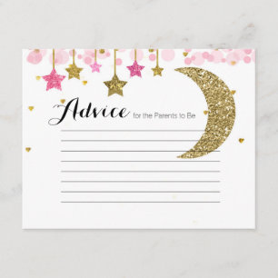 Gold glitter pink moon Advice Card Baby Shower