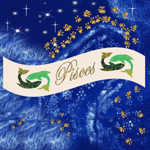 Gold Glitter Pisces Zodiac Birthday Gift Satin Ribbon