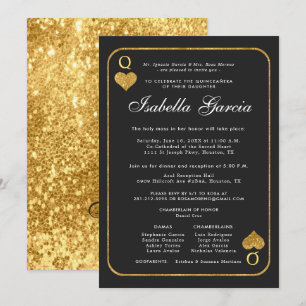 Gold Glitter Playing Card Las Vegas Quinceañera