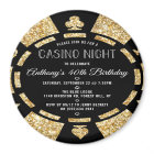 Gold Glitter Poker Chip Casino Night Party