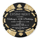 Gold Glitter Poker Chip Casino Night Party