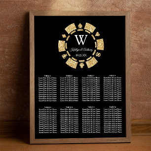 Gold Glitter Poker Chip Casino Wedding Poster