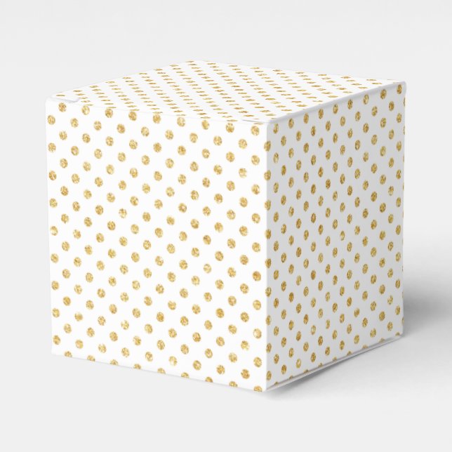 Gold Glitter Polka Dots Pattern Favour Box (Front Side)