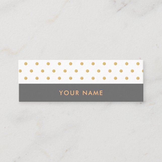 Gold Glitter Polka Dots Stylish Mini Business Card (Front)