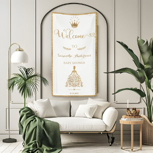 Gold Glitter Princess Baby Shower Welcome Banner