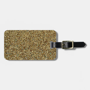 Gold Glitter Print Metallic Luggage Tag