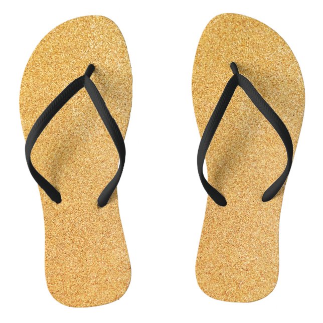 Gold Glitter Print Metallic Wedding bride groom Jandals (Footbed)