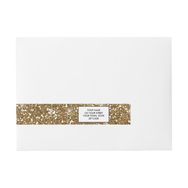 Gold Glitter Printed Wraparound Address Label (Front)