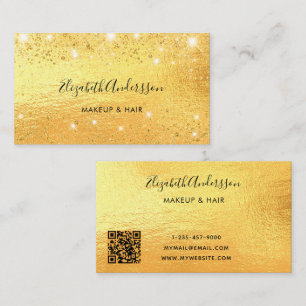Gold glitter QR code script Business Card