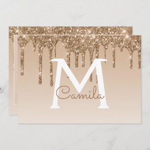 Gold Glitter Quinceanera Save the Date Invitation