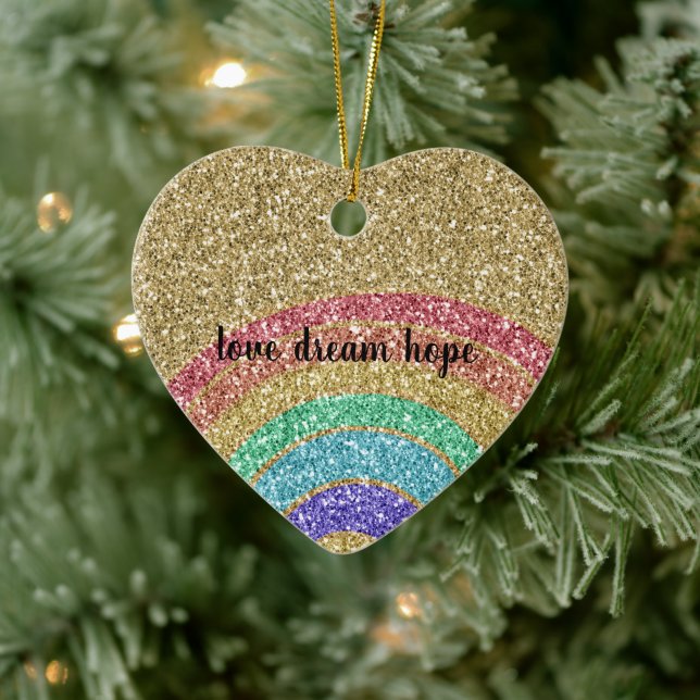Gold Glitter Rainbow  Ceramic Tree Decoration (Tree)