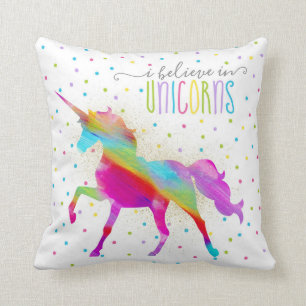 Gold Glitter Rainbow Unicorn Cushion