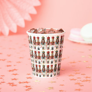 Gold Glitter Red & Blue Nutcracker Baby Shower Paper Cups