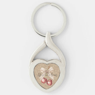 Gold Glitter Red Cherries Key Ring