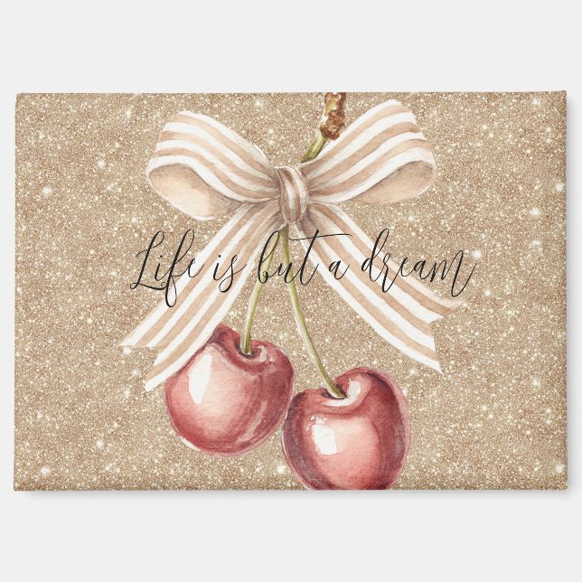 Gold Glitter Red Cherries Magnet (Front)