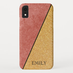 Gold Glitter Red Marbled Case-Mate iPhone Case