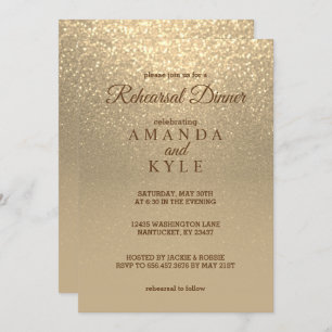 Gold Glitter - Rehearsal Dinner Invitation