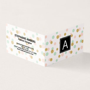 Gold Glitter Retro Polka Dot Patterns Business Card