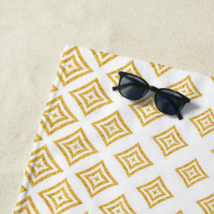 Gold Glitter Rhomboid Pattern Beach Towel