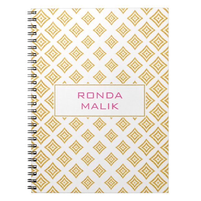 Gold Glitter Rhomboid Spiral Notebook (Front)