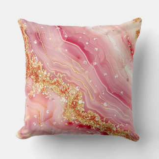 Gold Glitter Romantic Agate Throw Pillow