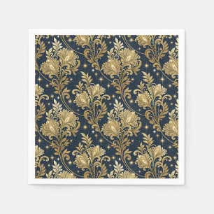 Gold Glitter Royal Palace Floral Damask Pattern Napkin