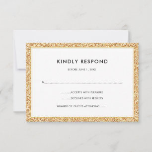 Gold Glitter RSVP Card