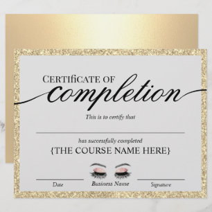Gold Glitter Salon Certificate of Completion Award