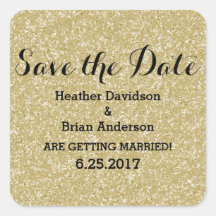 Gold Glitter Save the Date Stickers