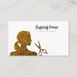 Gold Glitter Scissors Hairdresser Appointment Card