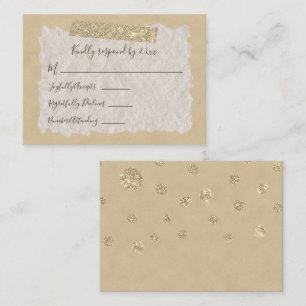 Gold Glitter Scrapbook Style RSVP Card