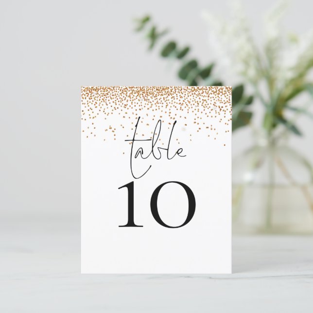 Gold Glitter Script Wedding Table Number (Standing Front)