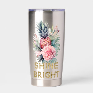 Gold Glitter Shine Pineapple Insulated Tumbler