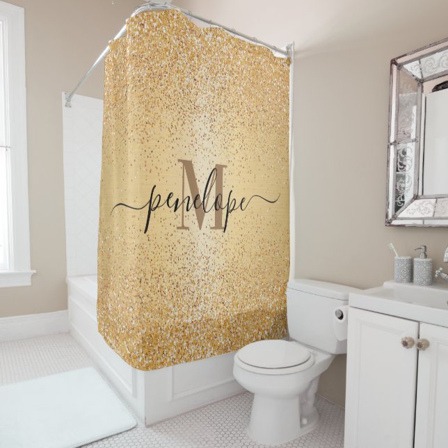 Gold Glitter Shower Curtain (In Situ)