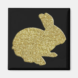 Gold Glitter Silhouette Easter Bunny Magnet