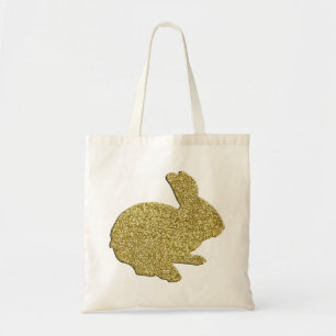 Gold Glitter Silhouette Easter Bunny Tote Bag