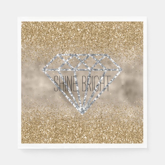 Gold Glitter Silver Diamond Shine Bright Napkin (Front)