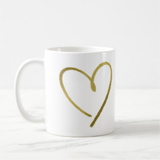 Gold Glitter Sketch Heart Mug