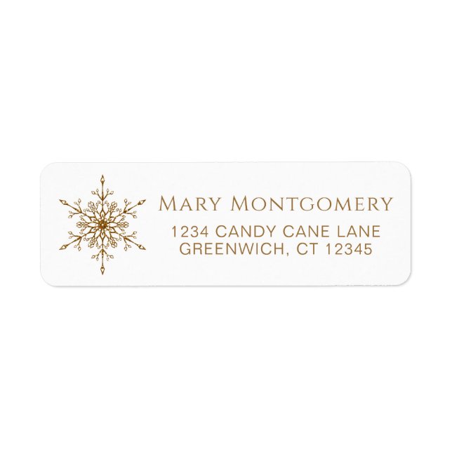 Gold Glitter Snowflake Christmas Return Address (Front)