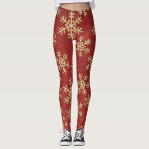 Gold Glitter Snowflakes Leggings