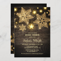 Gold Glitter Snowflakes Rustic Bridal Shower