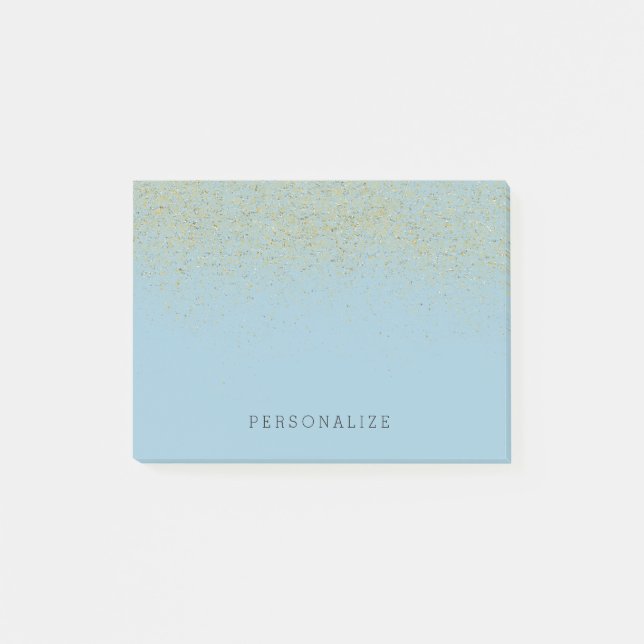Gold Glitter Solid Blue Post-it Notes (Front)