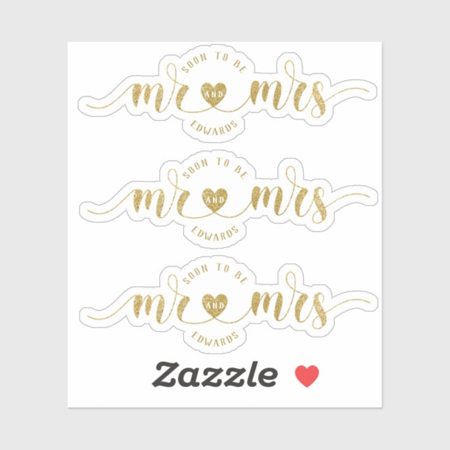 Gold glitter Soon to Be Mr and Mrs Wedding Shower (Sheet)